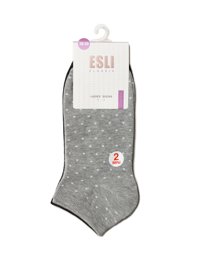 Шкарпетки жіночі бавовняні ESLI CLASSIC (короткі, 2 пари) 14С-116СПЕ, р.23, 802 чорний-сірий - 5