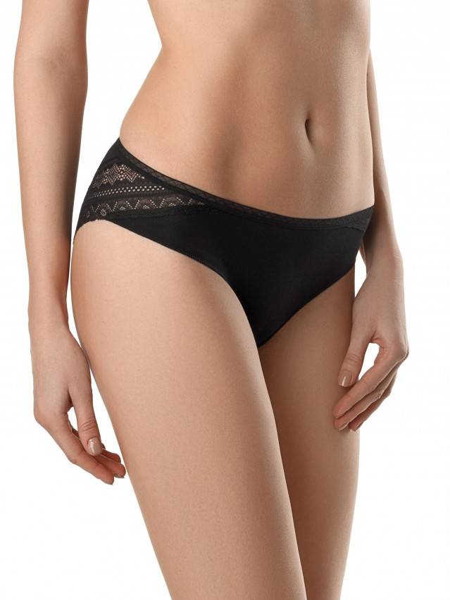 Комфортні труси «BIKINI» поєднують в собі класику трикотажу й естетику кокетливого мережива. Білизна зроблена без бокових швів, - 1