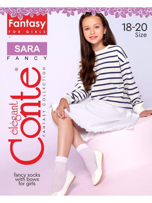 Шкарпетки для дівчаток ошатні CE SARA, р.18-20, bianco - 4