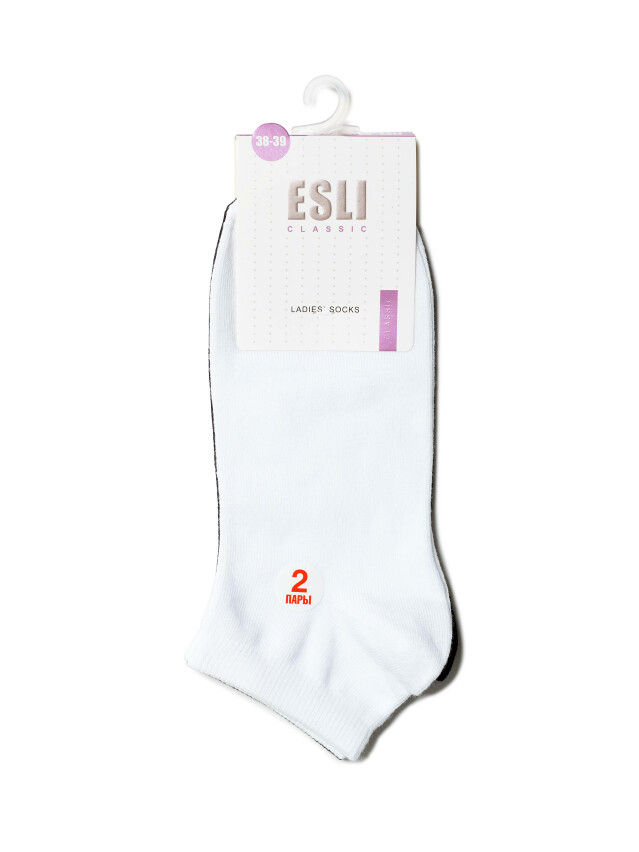 Шкарпетки жіночі бавовняні ESLI CLASSIC (короткі, 2 пари) 14С-116СПЕ, р.23, 800 чорний-білий - 5