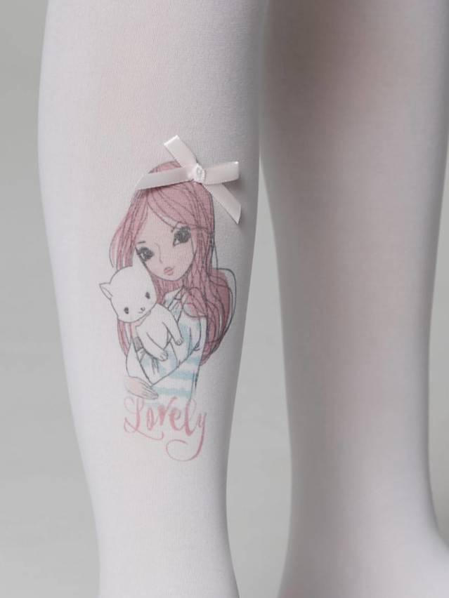 Колготки детские нарядные CE LOVELY, р.104-110, bianco - 3