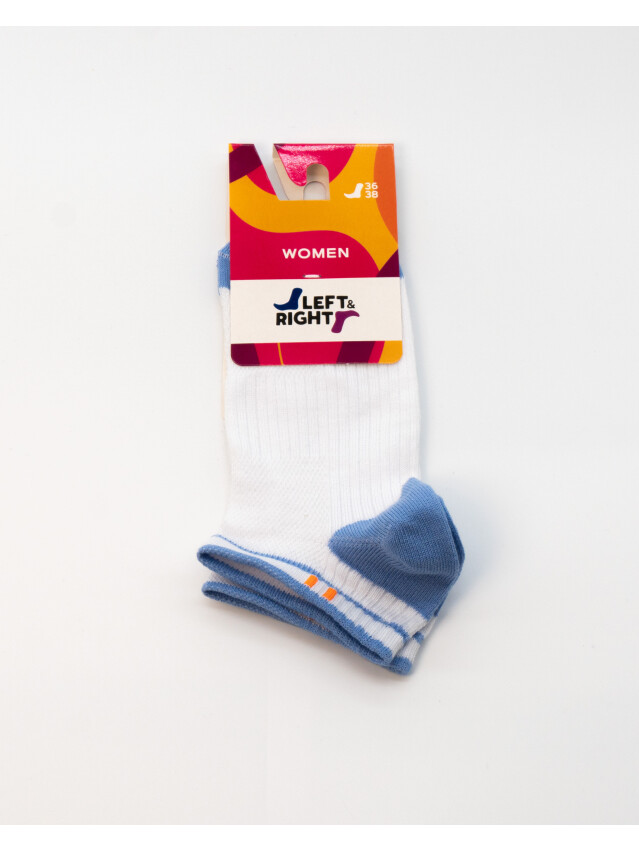 Носки женские хлопковые L&R 120 (короткие),р.36-38, 03 белый-голубой - 2