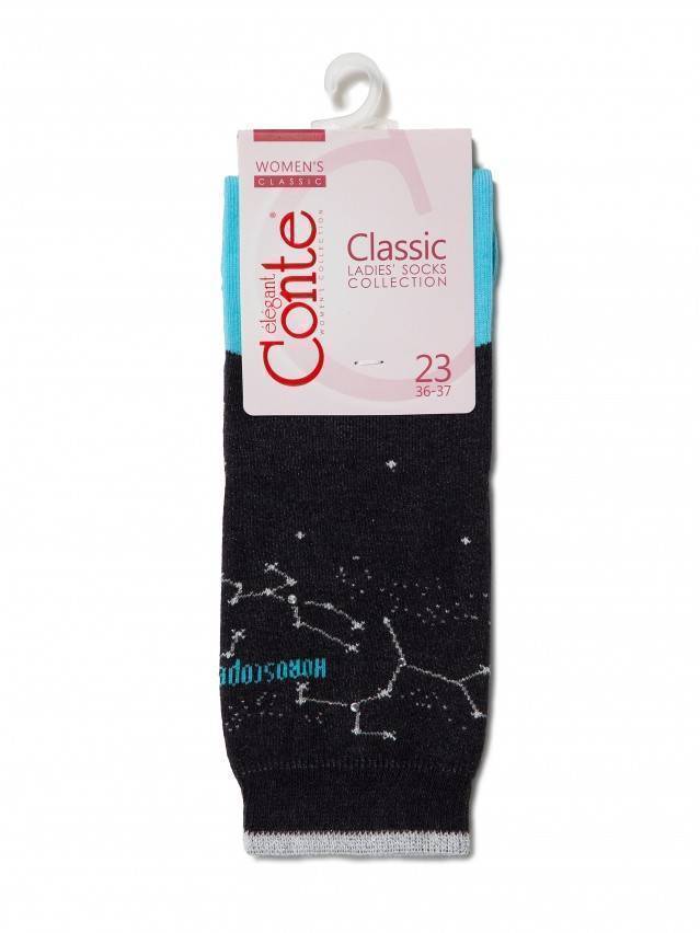 Носки хлопковые женские CLASSIC (стразы, люрекс) 17С-46СП, р. 36-37, черный-бирюза, рис. 122 - 3