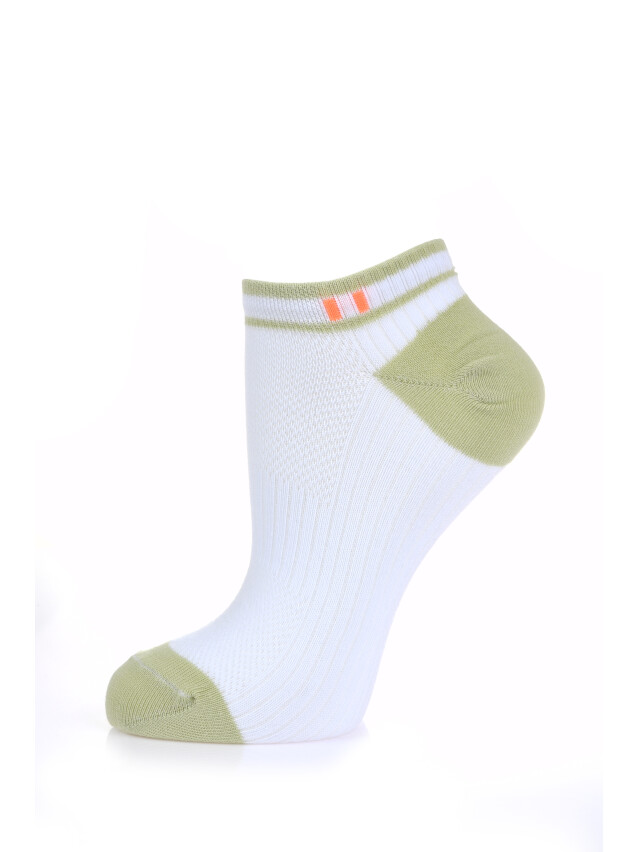 Носки женские хлопковые Л&П 120 (короткие),р.36-40, 03 белый-оливковый - 1