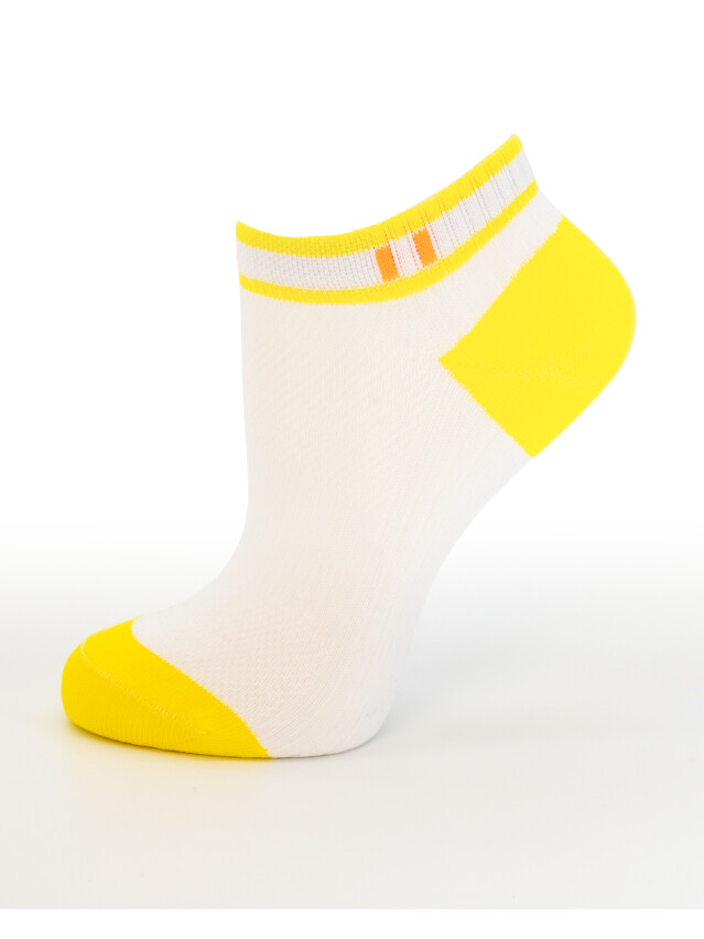 Носки женские хлопковые L&R 120 (короткие),р.36-38, 03 белый-желтый - 1