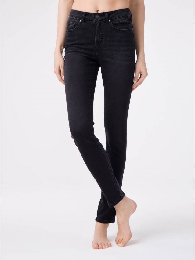 Джинсы skinny с высокой посадкой CON-148, р.170-90, washed black - 1
