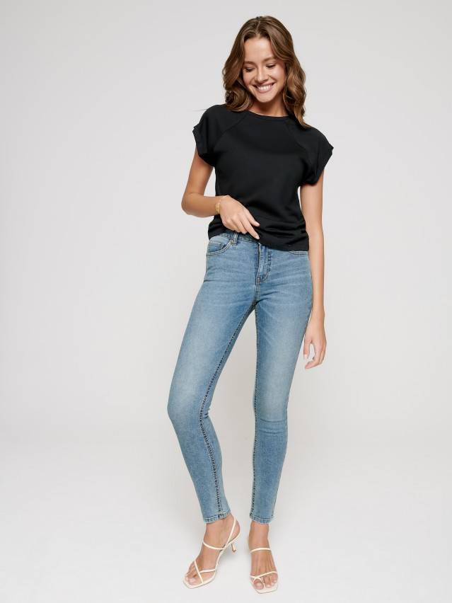 Джинсы skinny с высокой посадкой CON-240, р.170-90, acid washed mid blue - 1