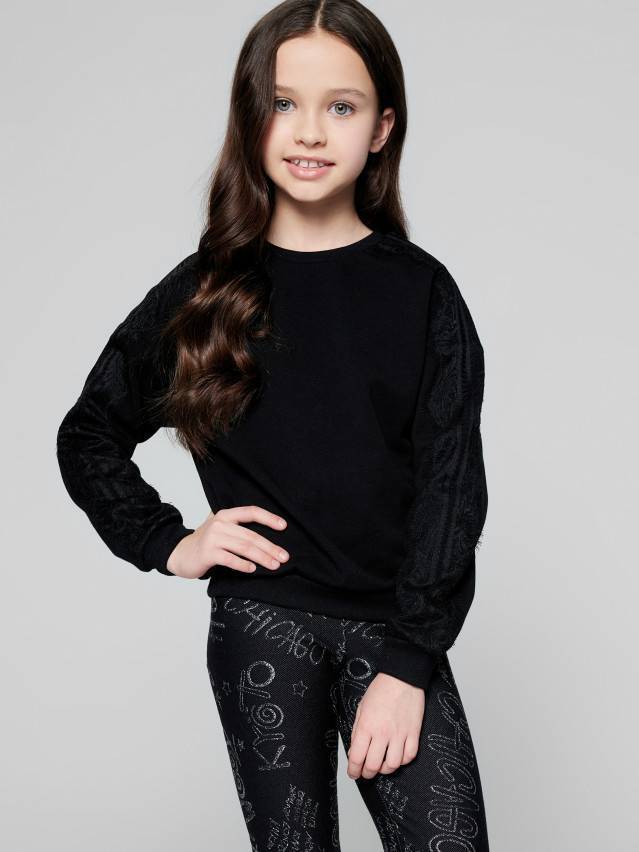 Свитшот DD 1074, р.134,140-72, shiny black - 1