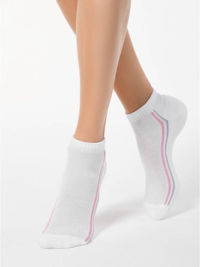 Носки хлопковые женские ACTIVE (короткие, махр.стопа) 7С-41СП, р. 36-37, белый-св.-розовый, рис. 015 - 1
