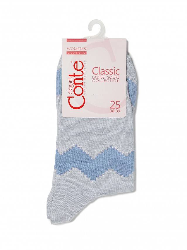 Носки хлопковые женские CLASSIC (люрекс) 15С-21СП, р. 36-37, серый-голубой, рис. 065 - 3