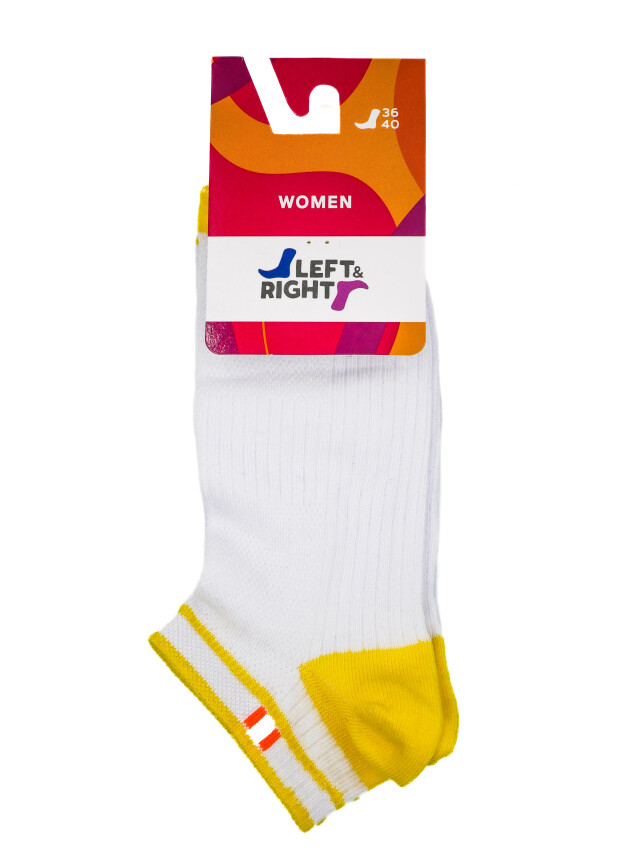 Носки женские хлопковые Л&П 120 (короткие),р.36-40, 03 белый-желтый - 2