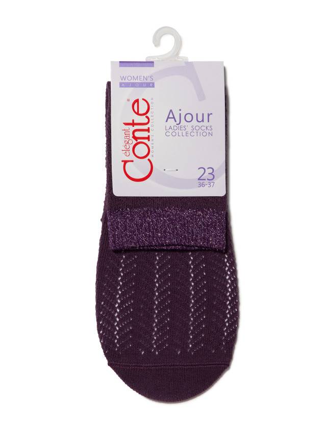 Носки хлопковые женские AJOUR (люрекс) 15С-82СП, р. 36-37, баклажан, рис. 076 - 3