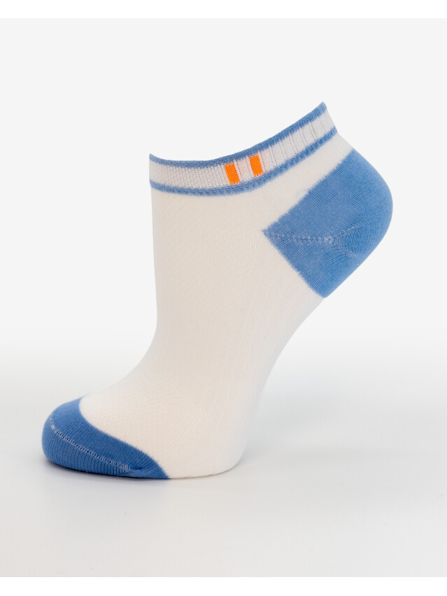 Носки женские хлопковые L&R 120 (короткие),р.36-38, 03 белый-голубой - 1