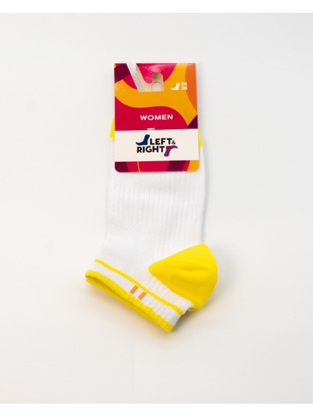 Носки женские хлопковые L&R 120 (короткие),р.36-38, 03 белый-желтый - 2