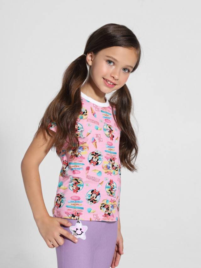 Футболка для девочек ©Disney DD 966, р.98,104-52, pink seasheels - 1