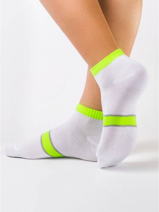 Носки хлопковые женские CLASSIC (короткие) 7С-34СП, р. 36-37, белый-салатовый, рис. 066 - 1