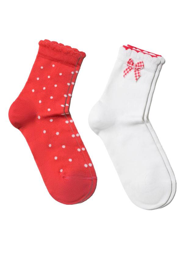 Носки хлопковые детские TIP-TOP (2 пары, пикот) 7С-90СП,7С-100СП, p. 12, белый-красный, рис. 705 - 1