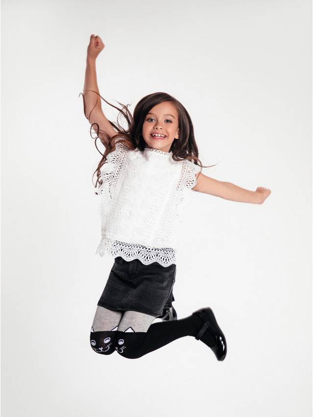 Колготки детские TIP-TOP, р.104-110 (16),466 черный-серый - 1