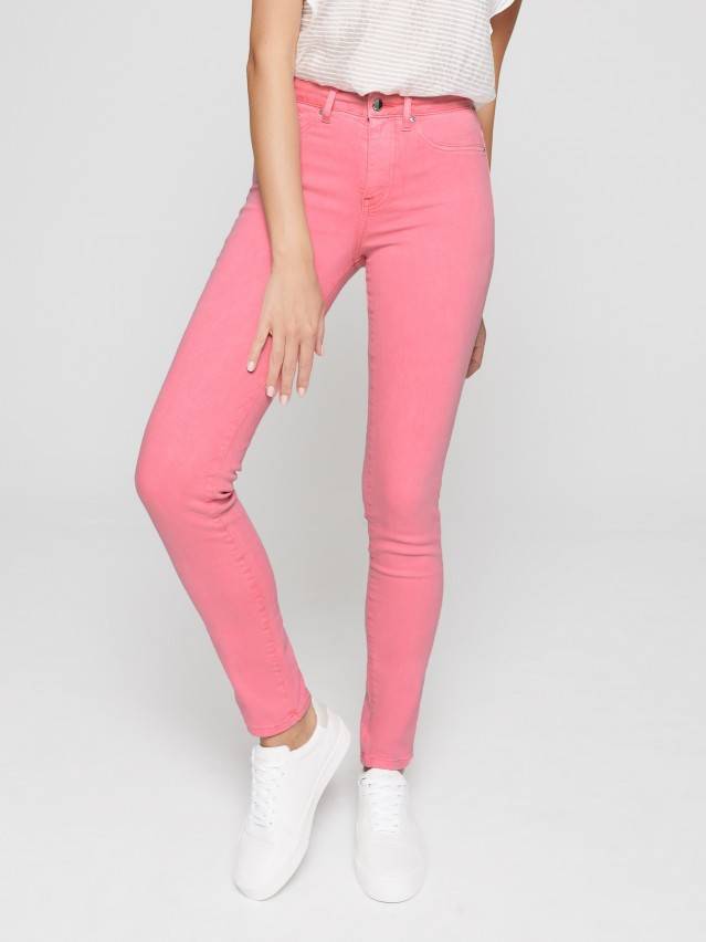 Джинсы skinny с высокой посадкой CON-236, р.170-102, washed candy pink - 1