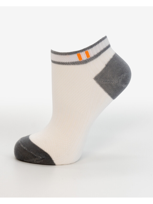 Носки женские хлопковые L&R 120 (короткие),р.36-38, 03 белый-серый - 1