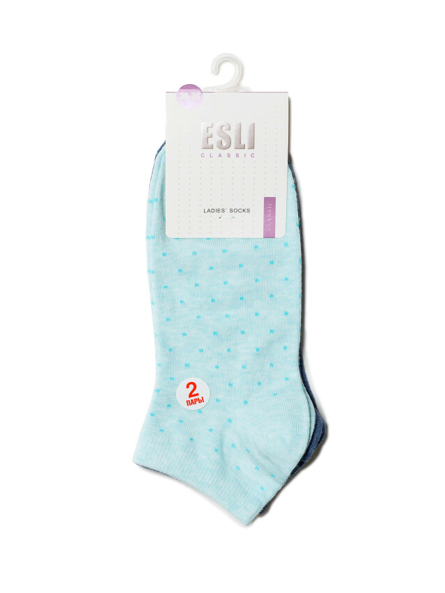 Носки женские хлопковые ESLI CLASSIC (короткие, 2 пары) 14С-116СПЕ, р.23, 802 бледно-бирюзовый-джинс - 5