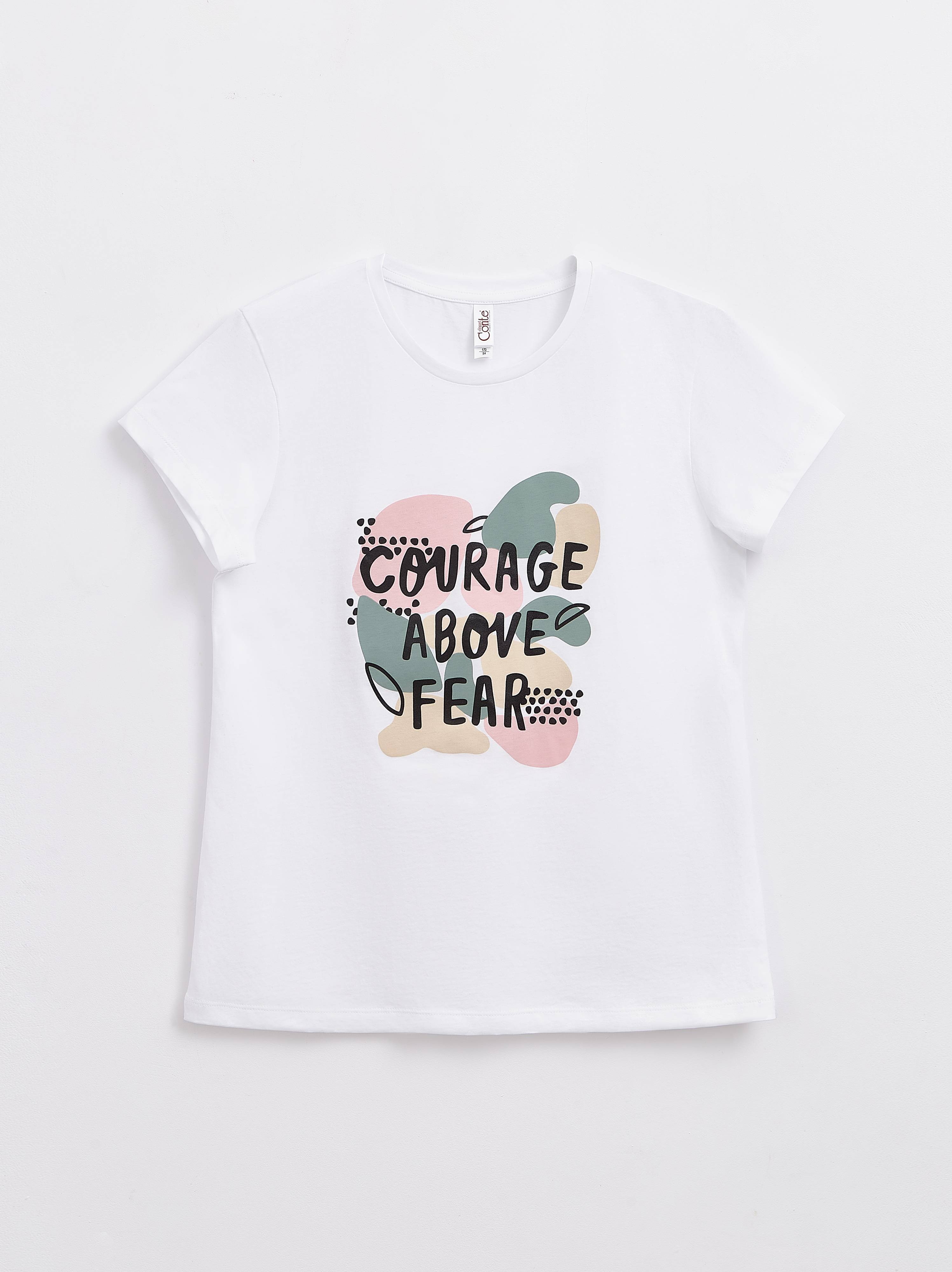 

Джемпер жіночий Conte ⭐️, White, Футболка з бавовни «Courage above fear» LD 1209
