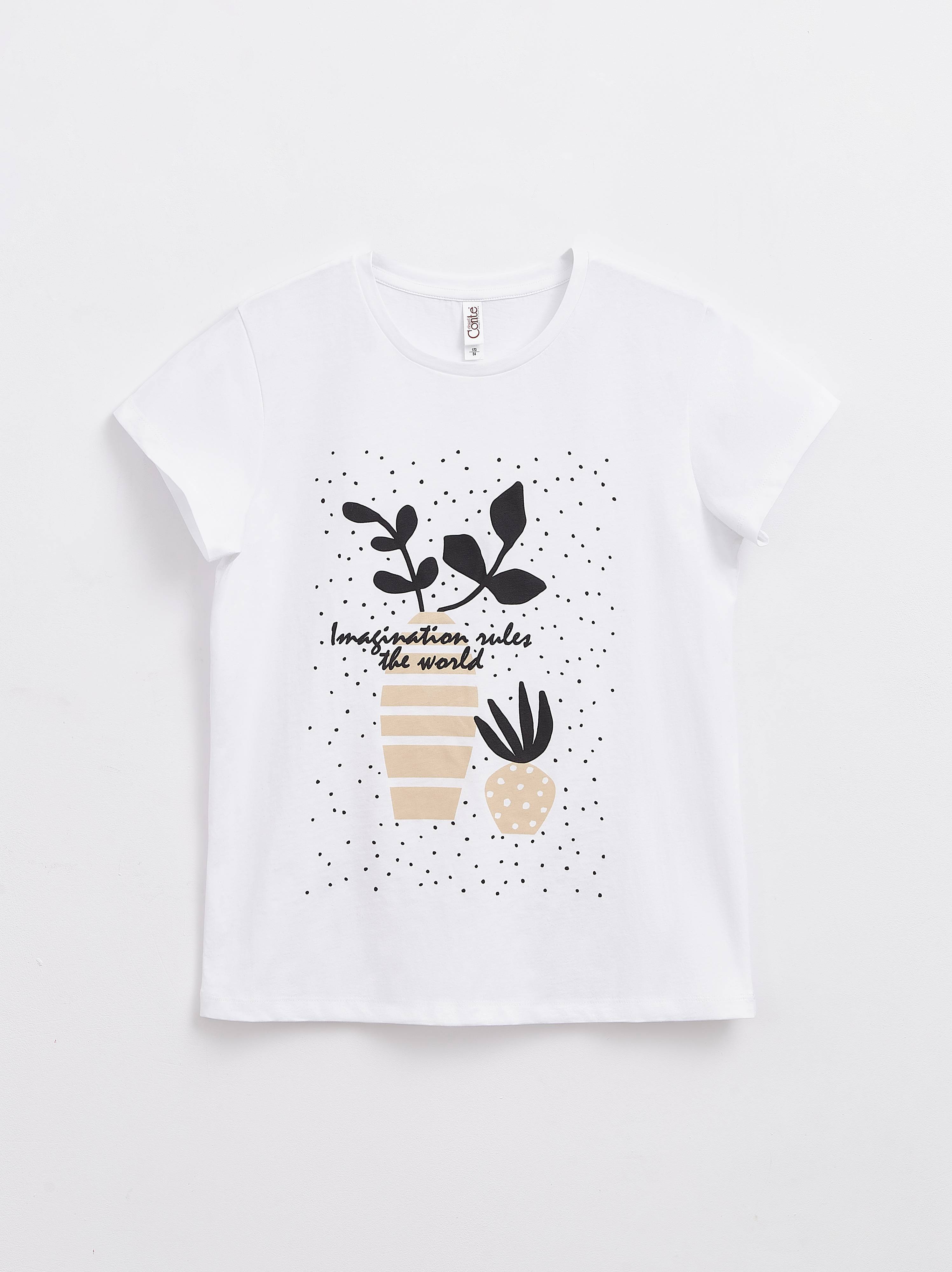

Джемпер жіночий Conte ⭐️, White, Футболка з бавовни «Imagination rules the world» LD 1208