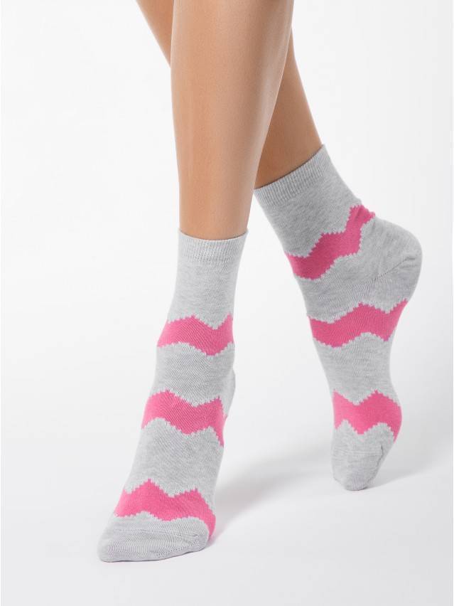 Шкарпетки жіночі бавовняні CLASSIC (люрекс),р. 23, 065 сірий-рожевий - 1