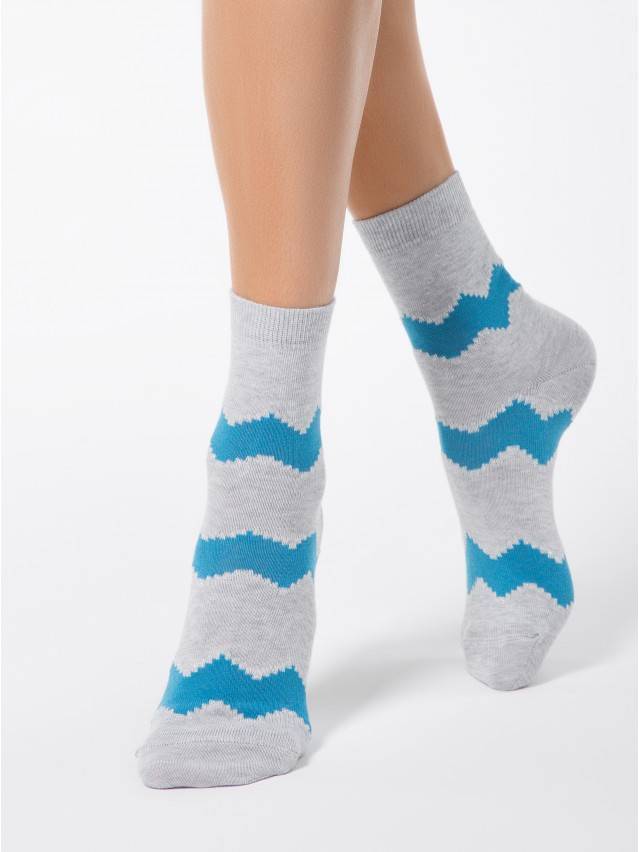 Шкарпетки жіночі бавовняні CLASSIC (люрекс),р. 23, 065 сірий-бірюза - 1