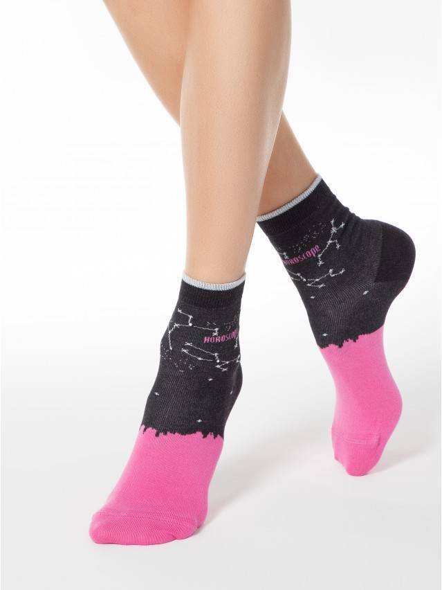 Шкарпетки жіночі бавовняні CLASSIC 17С-46СП, р.36-37, 122 чорний-рожевий - 1