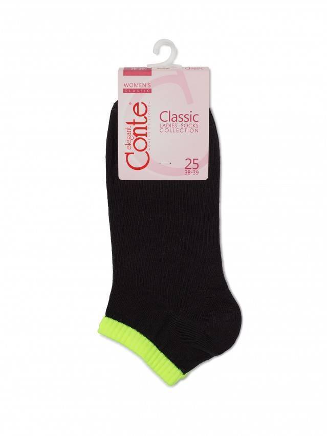 Шкарпетки жіночі бавовняні CLASSIC (короткі),р. 23, 068 чорний-салатовий - 3