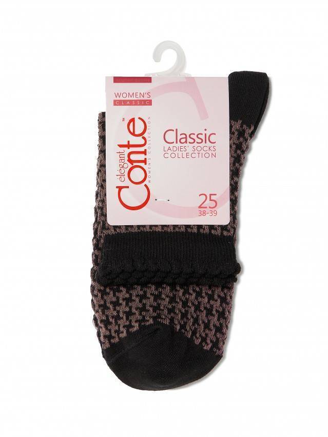 Шкарпетки жіночі бавовняні CLASSIC (з пікотом) 14С-93СП, р. 23, 056 чорний-кавовий - 3