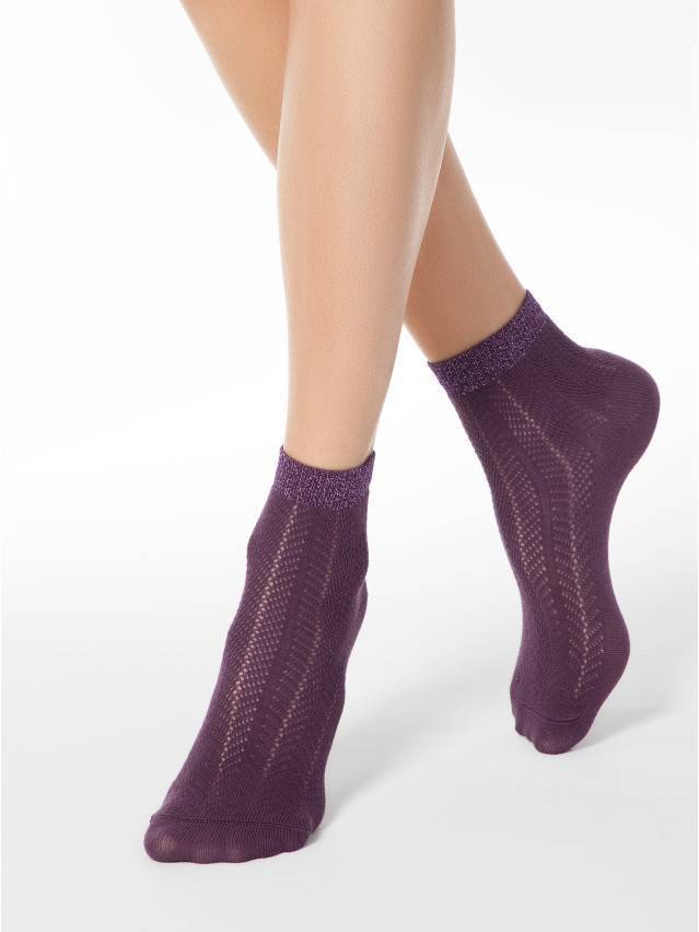 Шкарпетки жіночі бавовняні AJOUR (люрекс) 15С-82СП, р.36-37, 076 баклажан - 1