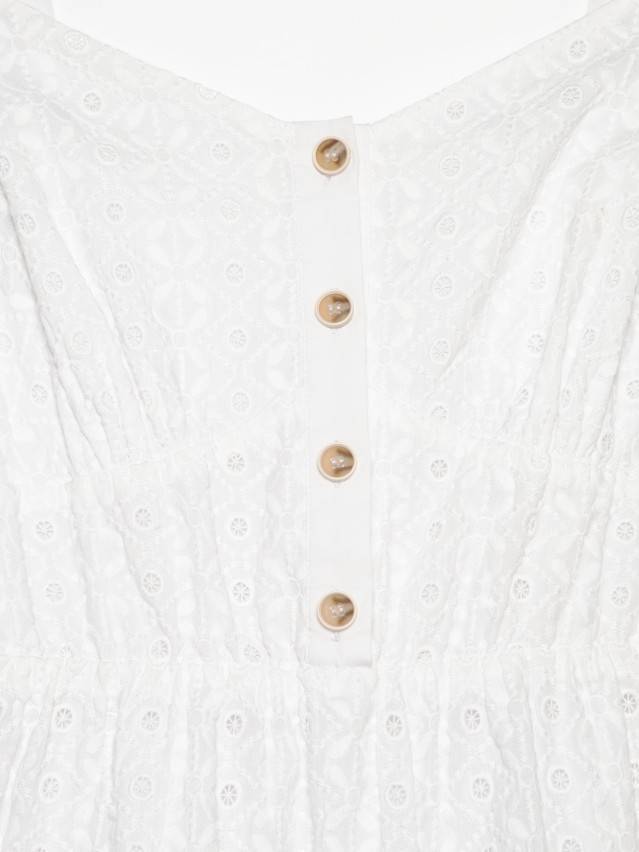 Сукня жіноча з текстильної тканини без рукавів, відрізна по лінії талії. Виріб на підкладці із застібкою по планці переду на 4 гудзики. - 6