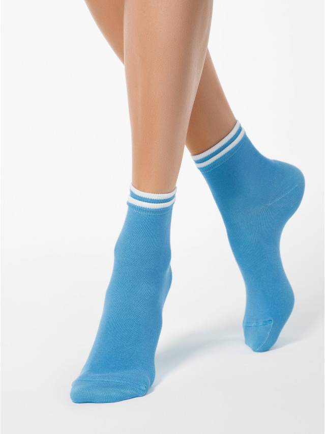 Шкарпетки жіночі бавовняні CLASSIC (декор. резинка),р. 23, 010 бірюза - 1