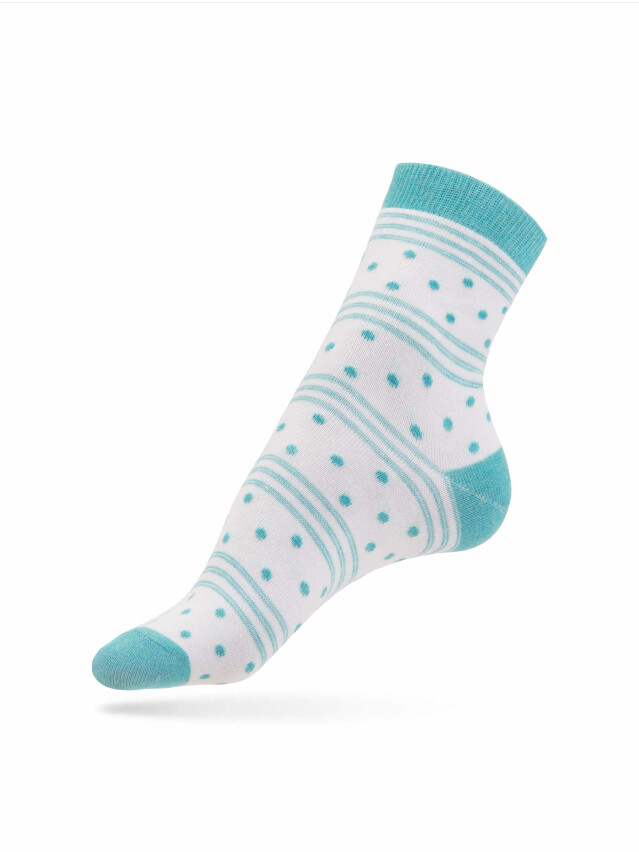 Шкарпетки жіночі бавовняні ESLI CLASSIC 15С-2СПЕ, р.23, 090 білий-бірюза - 1
