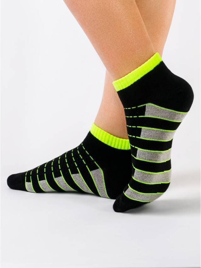 Шкарпетки жіночі бавовняні CLASSIC (короткі),р. 23, 067 чорний-салатовий - 1