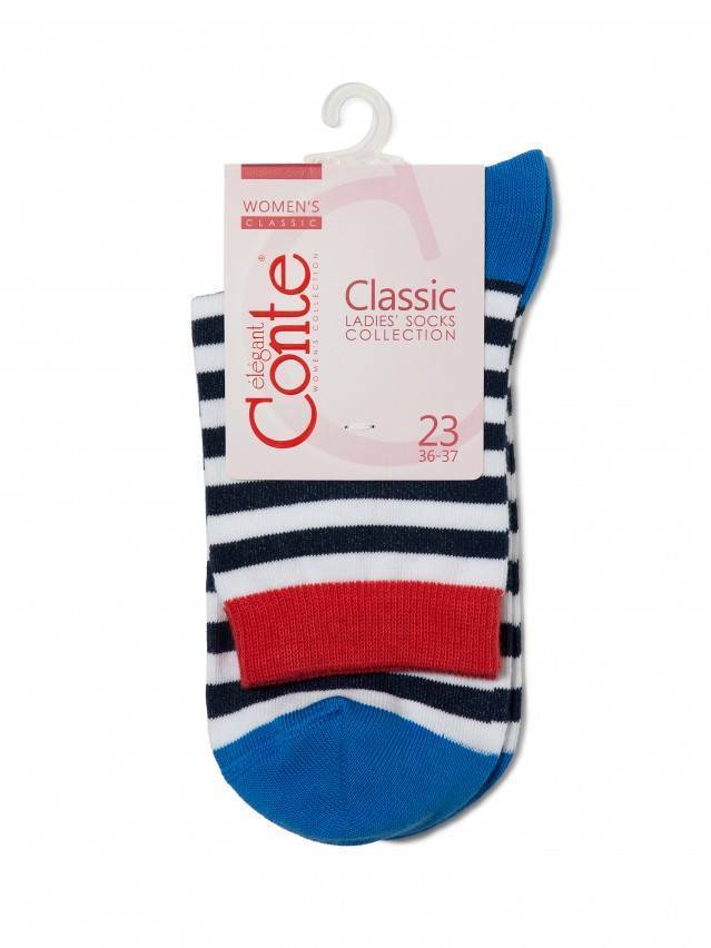 Шкарпетки жіночі бавовняні CLASSIC, р. 23, 087 білий-темно-синій - 3