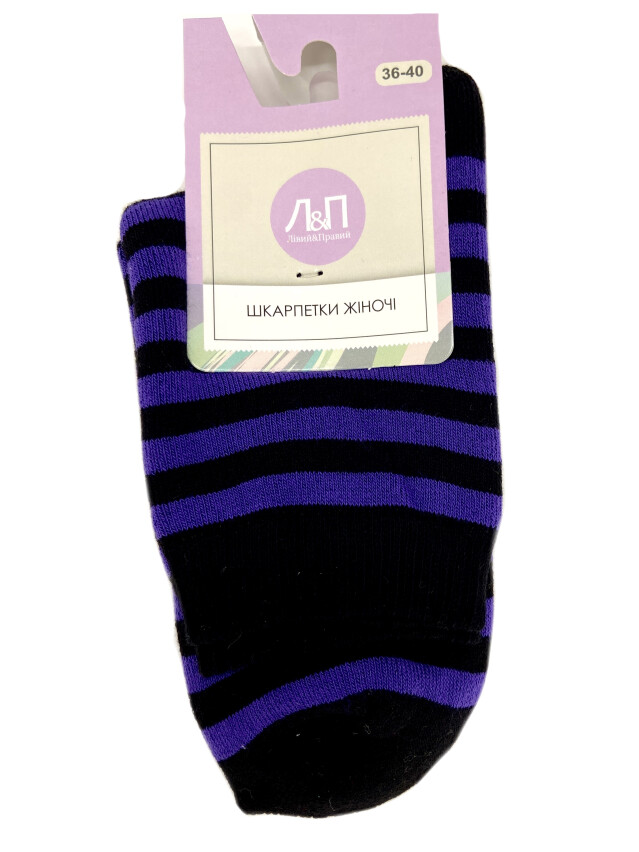 Шкарпетки жін. бавовняні Л&П 140 (махрові),р.36-40, 01 чорно-фіолетовий - 1