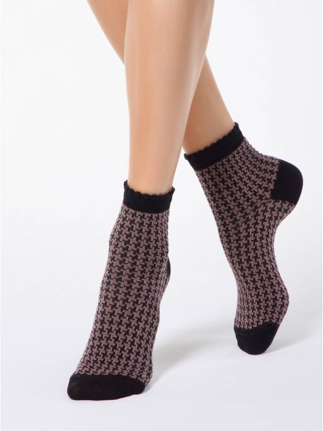 Шкарпетки жіночі бавовняні CLASSIC (з пікотом) 14С-93СП, р. 23, 056 чорний-кавовий - 1