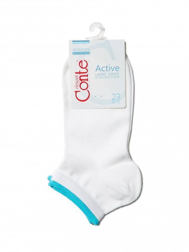 Шкарпетки жіночі бавовняні ACTIVE (декор. резинка),р. 23, 035 білий-бірюза - 3