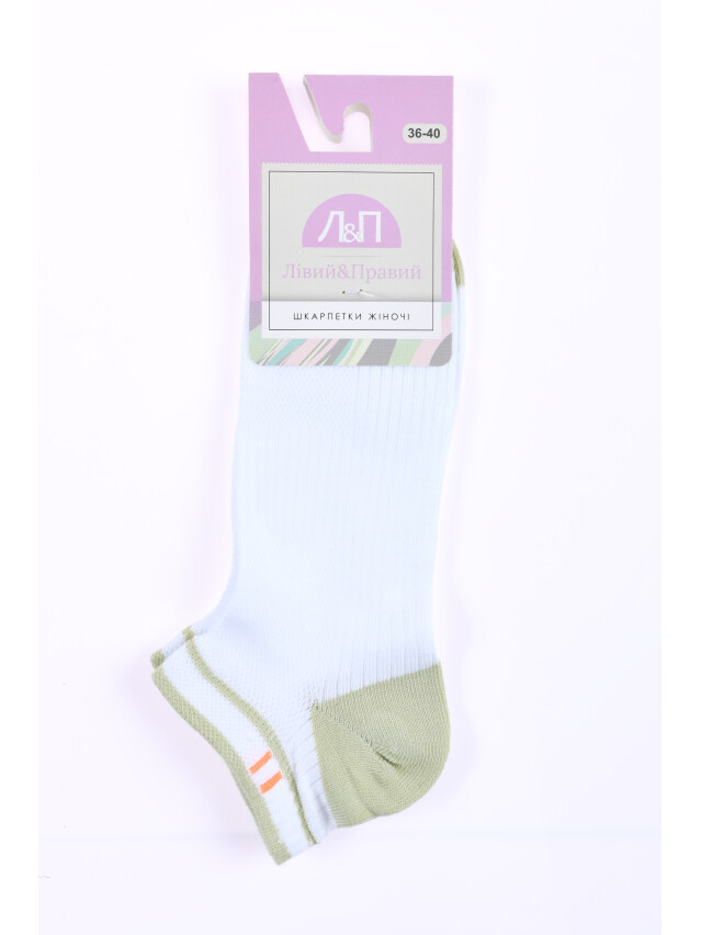Шкарпетки жін. бавовняні Л&П 120 (короткі),р.36-40, 03 білий-оливковий - 2