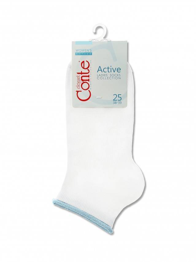 Шкарпетки жіночі бавовняні ACTIVE (декор.резинка) 12С-32СП, р.36-37, 035 білий-світло-блакитний - 3
