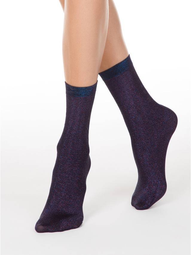 Щільні жіночі шкарпетки 60 ден з бортом, з використанням забарвленої металізованої нитки люрекс по усьому пагольонку. - 2