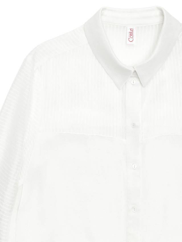 Блуза жіноча із текстильної тканини, комбінована с довгим втачним рукавом і манжетами по низу. По переду і спінке виконані - 7
