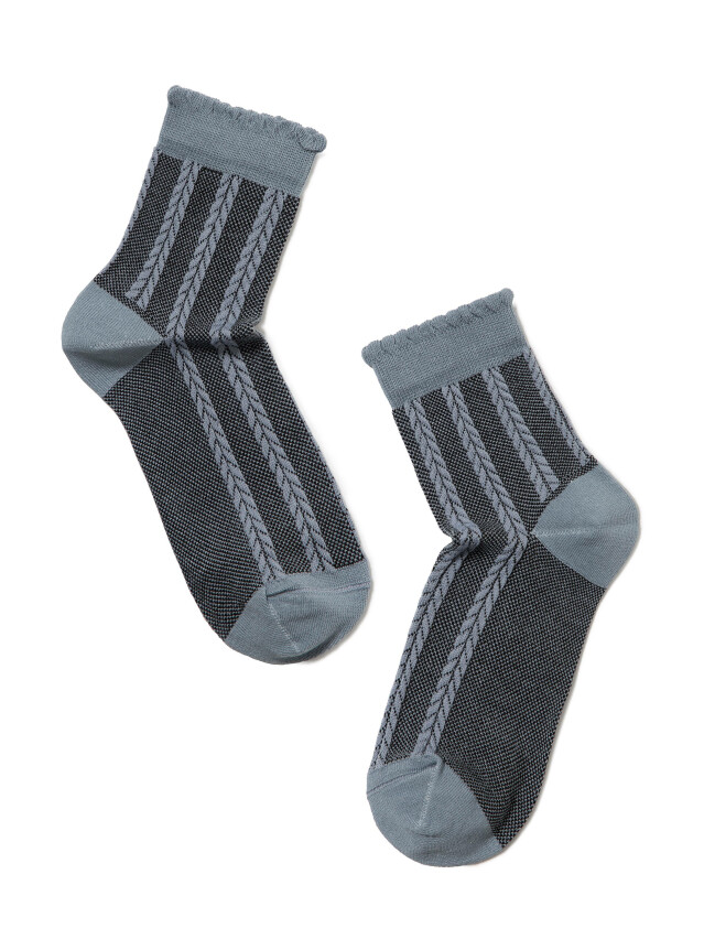 Жіночі шкарпетки з бавовни, з резинкою «пікот», з рельєфними жакардовими малюнками. - 2