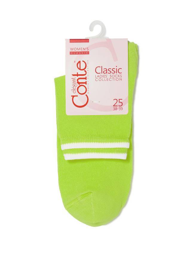 Шкарпетки жіночі бавовняні CLASSIC (декор. резинка),р. 23, 010 салатовий - 3