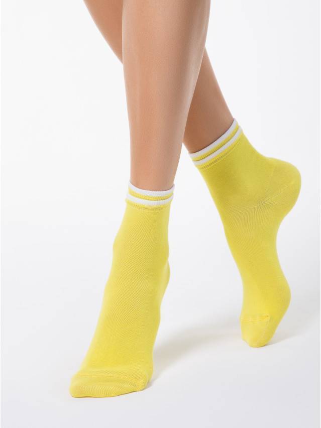 Шкарпетки жіночі бавовняні CLASSIC (декор. резинка),р. 23, 010 жовтий - 1