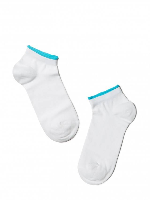 Шкарпетки жіночі бавовняні ACTIVE (декор. резинка),р. 23, 035 білий-бірюза - 2
