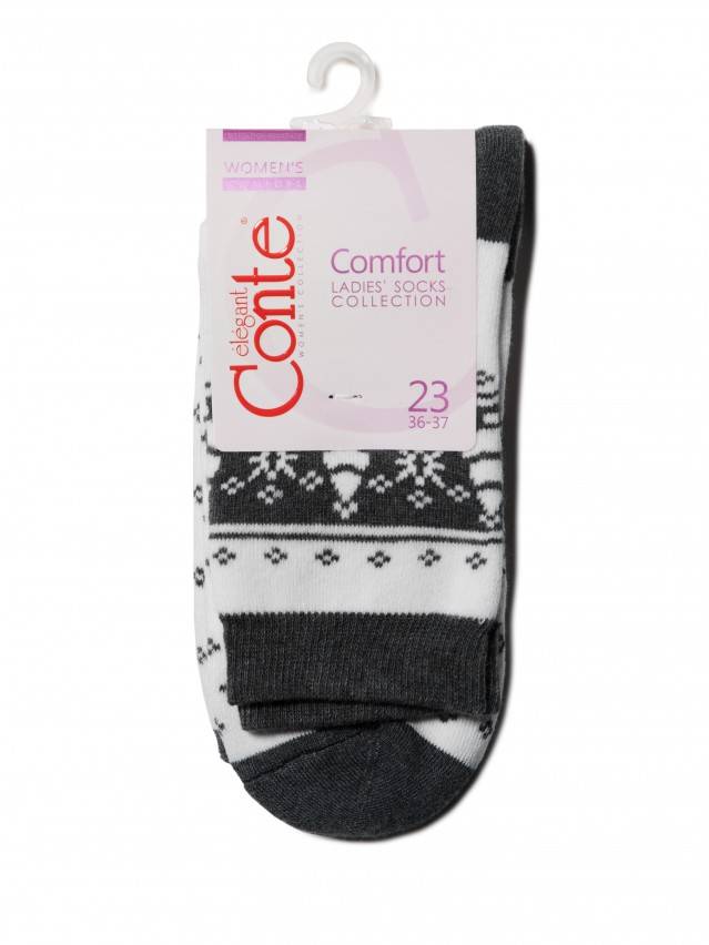 Шкарпетки жіночі бавовняні COMFORT (махрові),р. 23, 080 білий-темно-сірий - 3